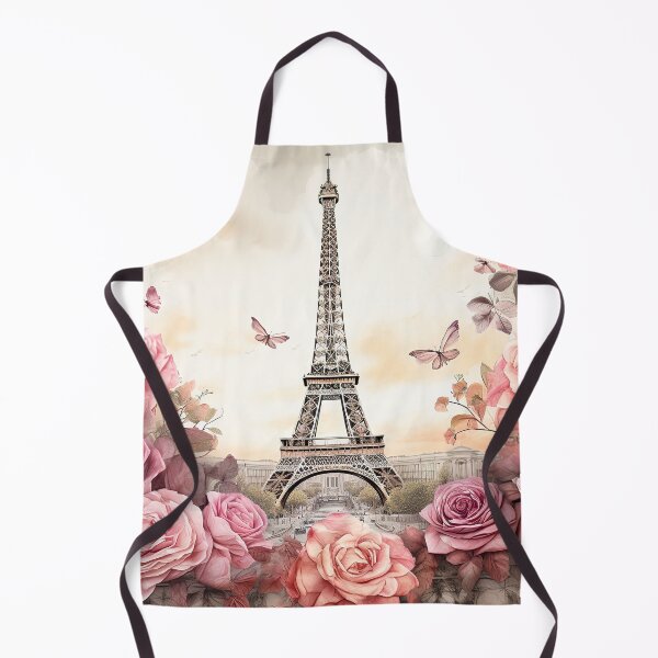 Item preview, Vintage Eiffel Tower Paris with pink roses designed and sold by Inktown.