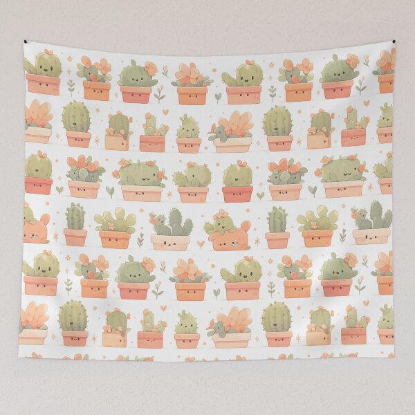 Item preview, Happy Green Cactus Kawaii Illustrate Of Pretty Cactusses Pattern designed and sold by 18tokwa.