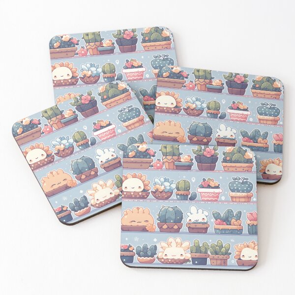 Item preview, Blue Theme Happy Cactus Kawaii Pretty Cactusses Pattern designed and sold by 18tokwa.