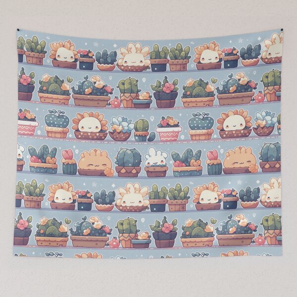 Item preview, Blue Theme Happy Cactus Kawaii Pretty Cactusses Pattern designed and sold by 18tokwa.