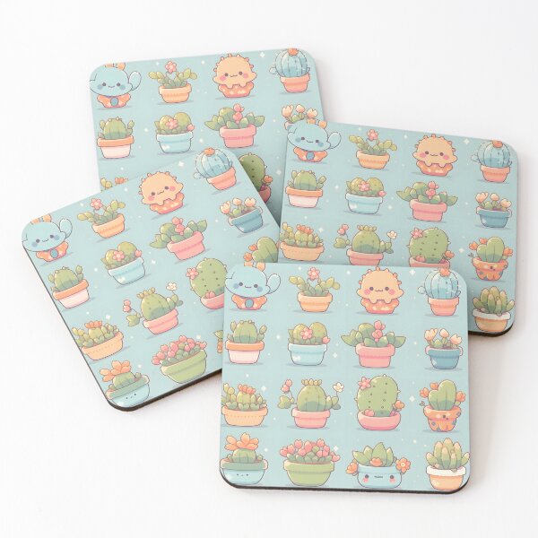 Item preview, Happy Cute Cactus Kawaii Pretty Cactusses Pattern designed and sold by 18tokwa.