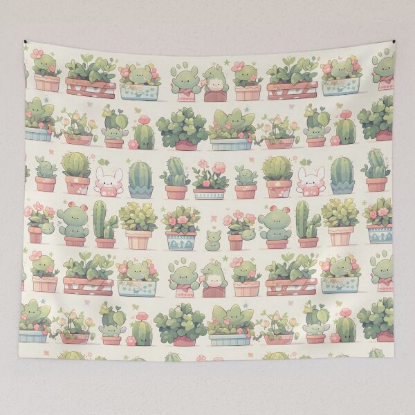 Item preview, Cactus Kawaii Pretty Cactusses Green Pattern designed and sold by 18tokwa.