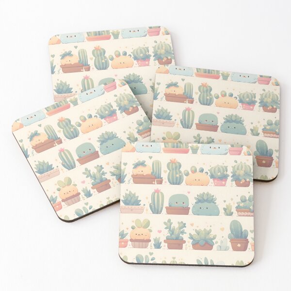 Item preview, Chubby Boo Happy Cactus Kawaii Pretty Cactusses Pattern designed and sold by 18tokwa.