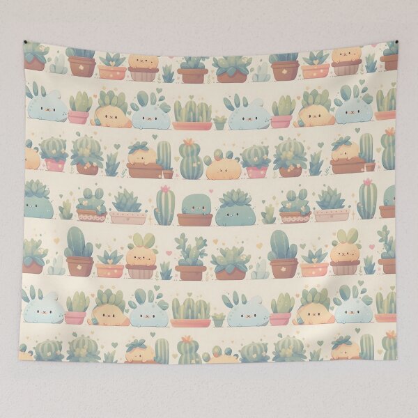 Item preview, Chubby Boo Happy Cactus Kawaii Pretty Cactusses Pattern designed and sold by 18tokwa.