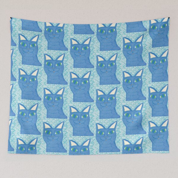 Item preview, Copy of Blue cat with Japanese waves designed and sold by Pragonette.