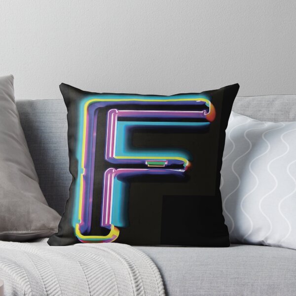 NEON LETTER F Throw Pillow