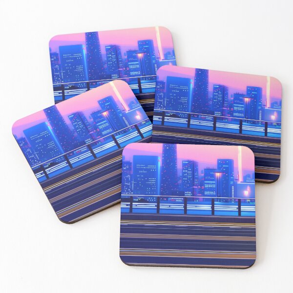 Item preview, Pink and Blue Lofi Chill Dreamy Cityscape Train designed and sold by diamondmilk.