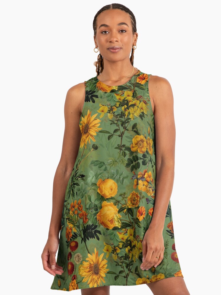 Green Vintage Botanical Summer Roses Garden NightGarden " A-Line Dress for Sale by UtArt | Redbubble Green Vintage Botanical Summer Roses Garden NightGarden " A-Line Dress for Sale by UtArt | Redbubble
