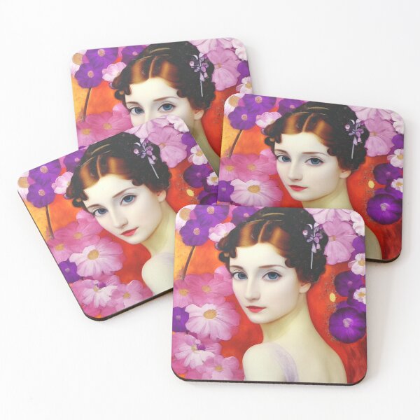 Item preview, Vibrant Vintage Style Woman on Floral Background Art designed and sold by Sandy Richter.