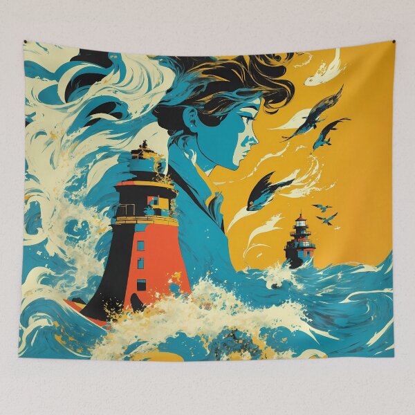 Item preview, Seaside Serenity - Embracing the Majestic Lighthouse at Sea designed and sold by DimHel2.