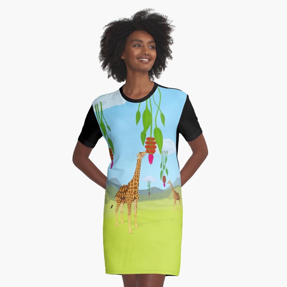 Giraffe, Tortoise? Girtoise! Graphic T-Shirt Dress