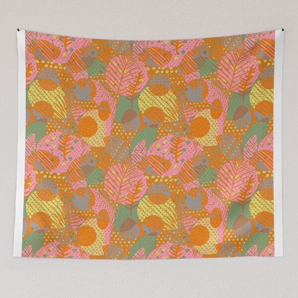 Item preview, Polka dots nature elements yellow orange pink designed and sold by Alessandro Remo Mazzoni Remotextiles.