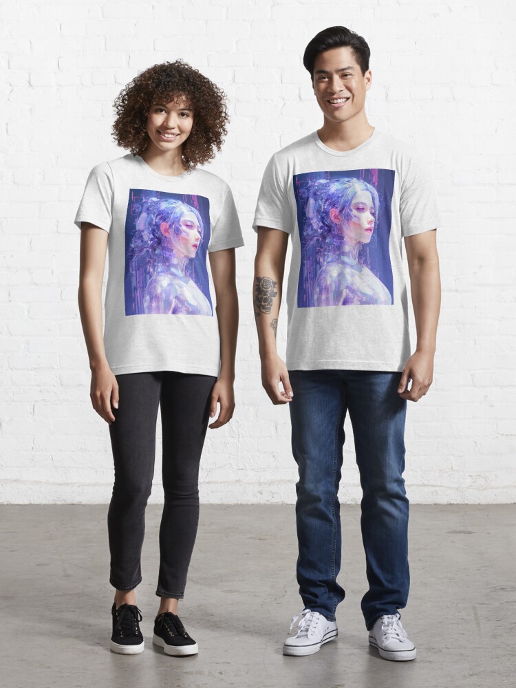 Futuristic Hologram: AI-Generated Female Avatar | Essential T-Shirt