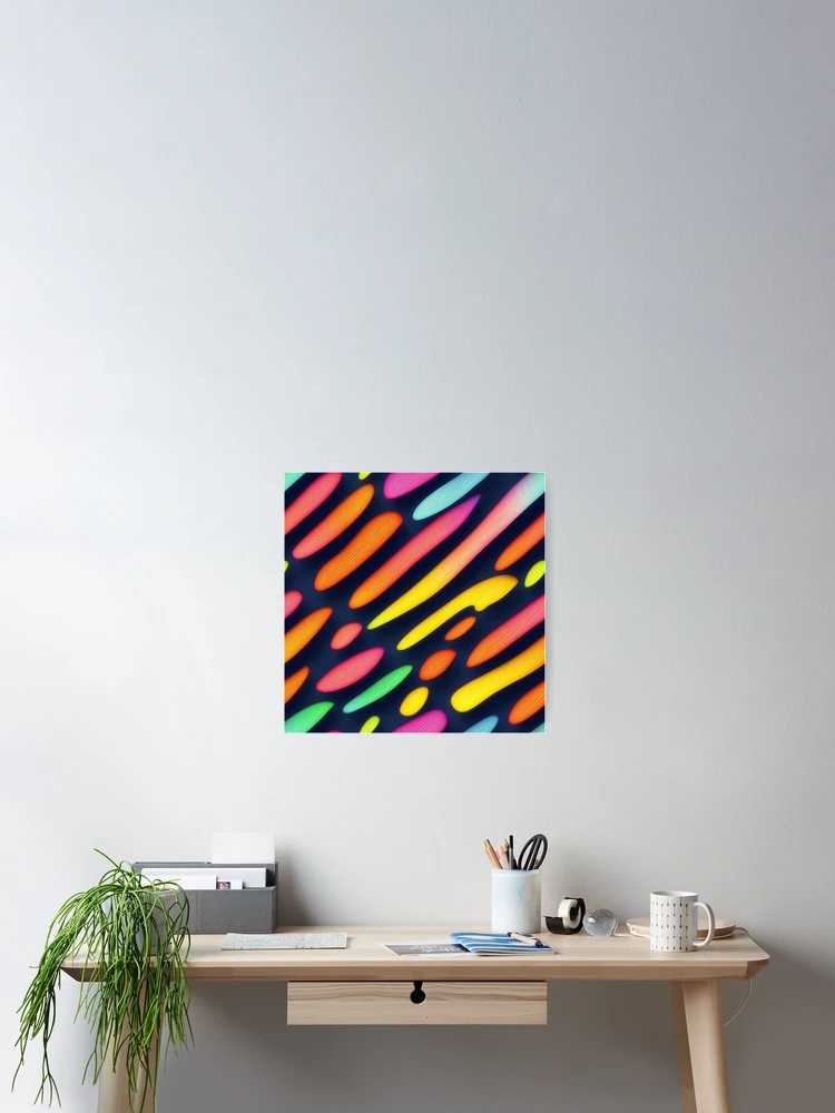 Aperçu 2 sur 3. Poster avec l'œuvre Bright color strokes pattern créée et vendue par Rothnaric.