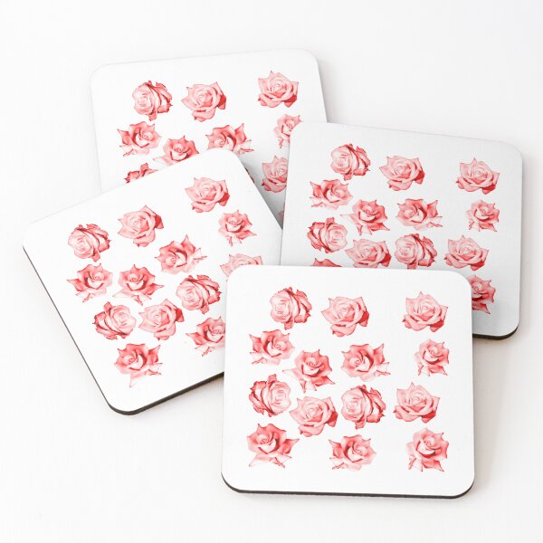Item preview, Bright red painted roses on white designed and sold by FlowerandDesing.