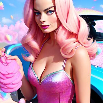 Barbie candy floss Margot Robbie Magnet by MorganeGigiArt