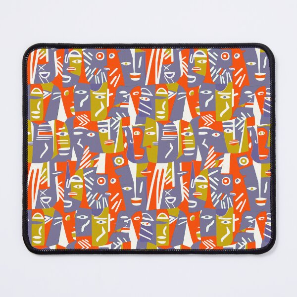 Item preview, Cubist ethnic faces designed and sold by Alessandro Remo Mazzoni Remotextiles.