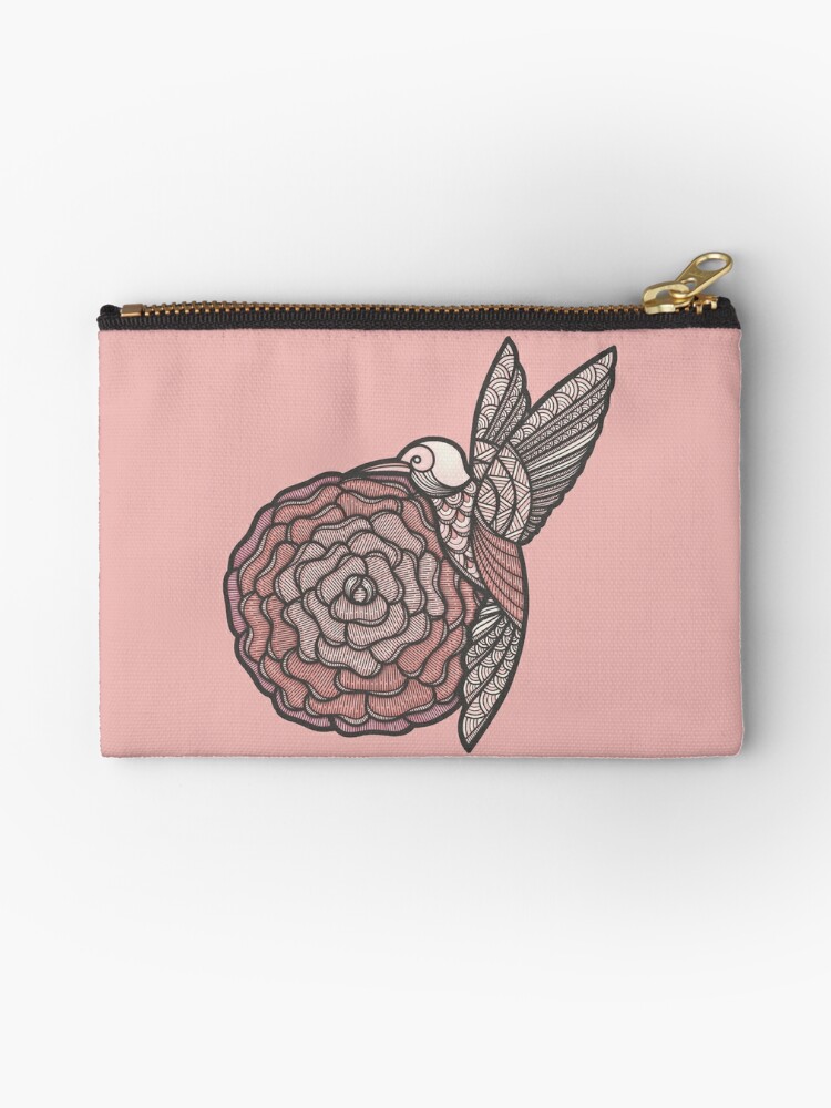 Leather Zip Long Wallet Pink Rose Personalise Purse