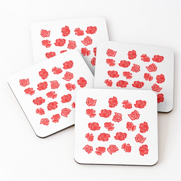 Item preview, Very red and small roses on white designed and sold by FlowerandDesing.