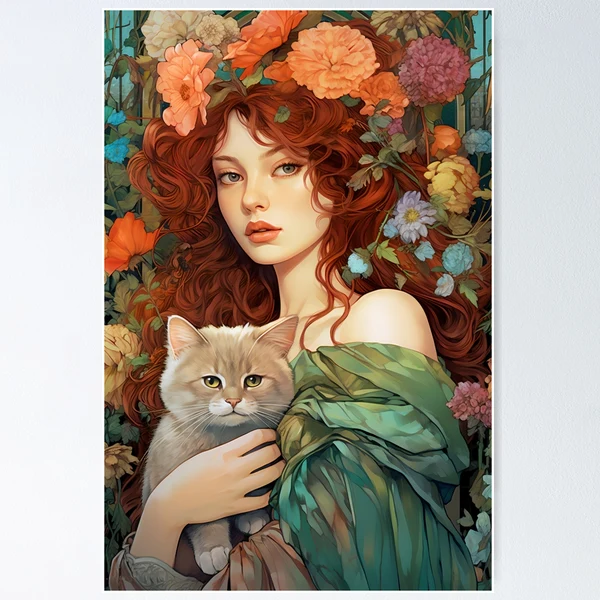 Pre-Raphaelite Art Nouveau Art Deco Gorgeous Flower Girl