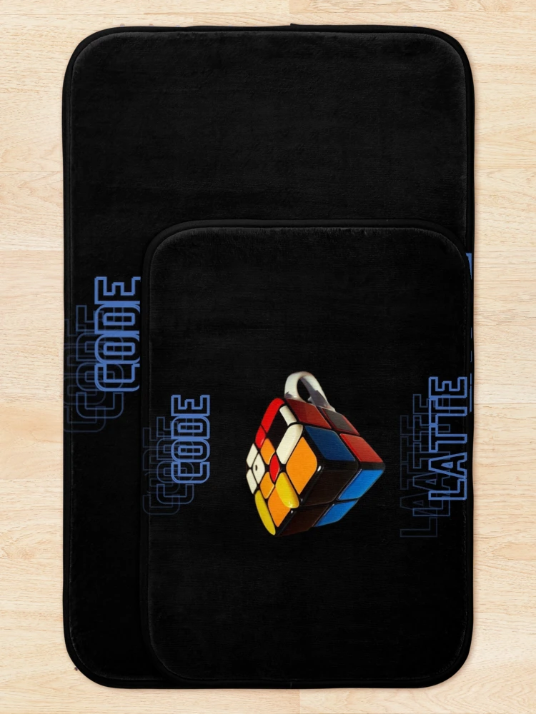 Thumbnail 5 of 6, Bath Mat, Code-a-latte, code latte, cube designed and sold by FashCode.