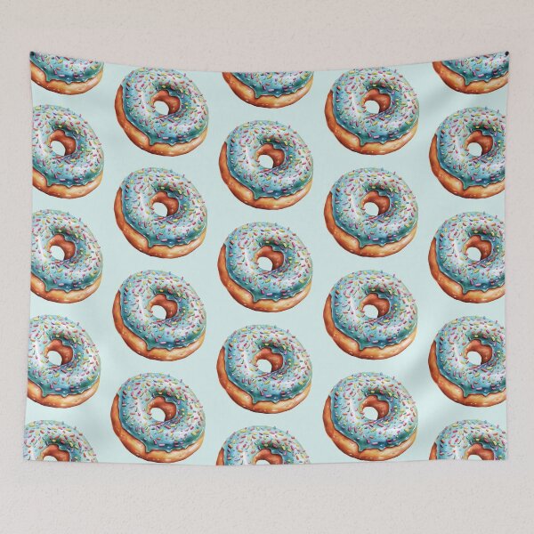 Item preview, Rainbow sprinkles Blue watercolor donut illustration  designed and sold by JinJinYoon.