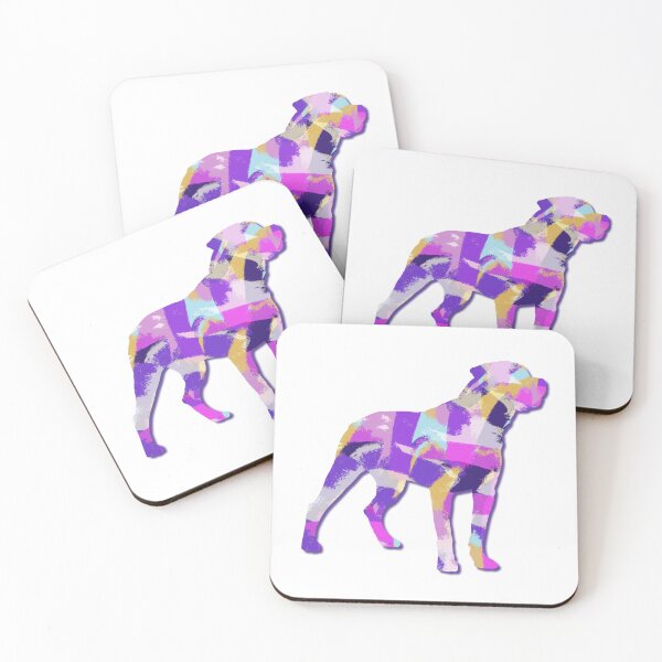 Item preview, Rottweiler Dog Silhouette Purple Pink Yellow Blue Design designed and sold by AMSonArt.