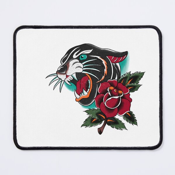 Item preview, Panther and rose traditional tattoo flash  designed and sold by Karl Downes.