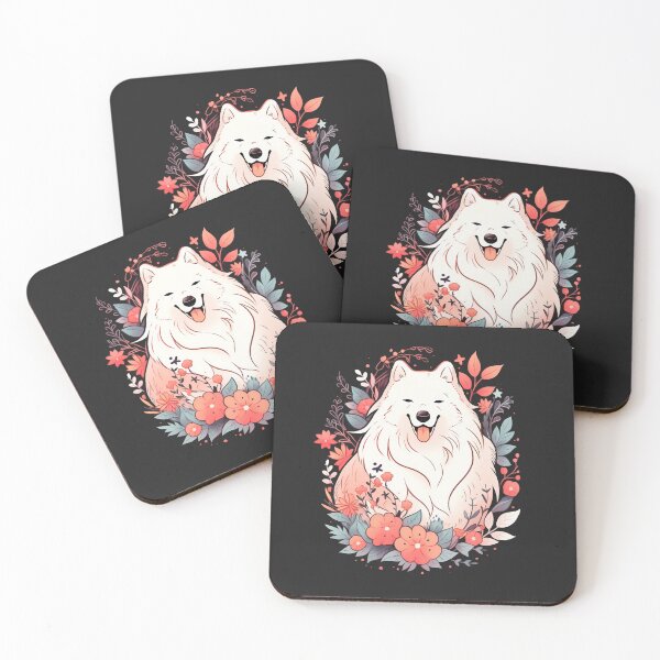 Item preview, Samoyed Dog Red Flowers designed and sold by Clara Hollins.