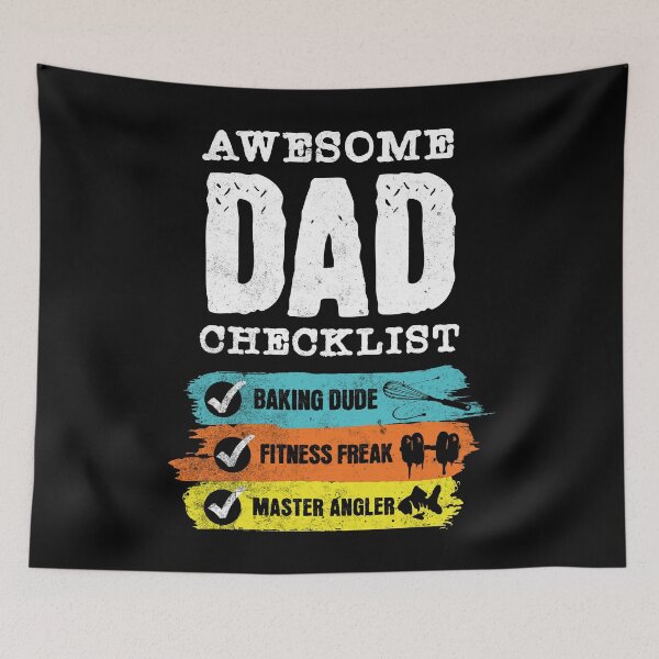 Item preview, Awesome Dad Checklist - Baking Dude, Fitness, Angler designed and sold by Zandalus.