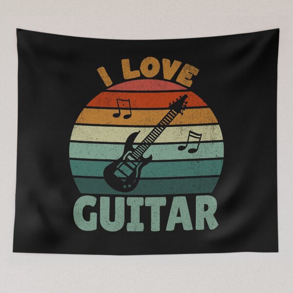 Item preview, I Love Guitar - Vintage Sunset Silhouette Design designed and sold by Zandalus.