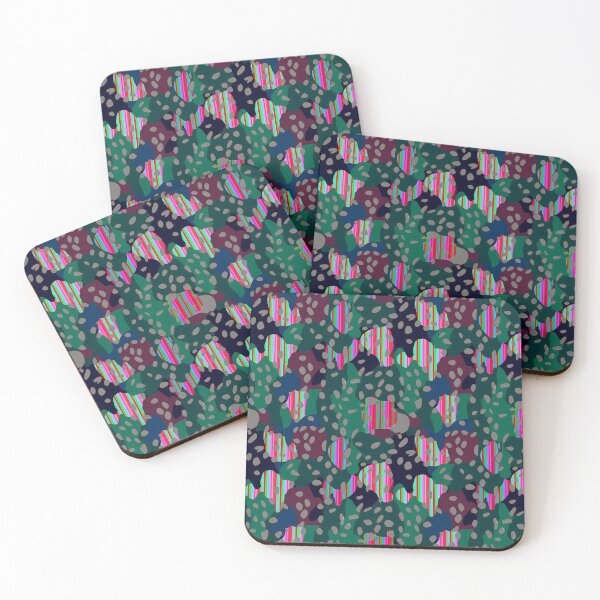 Item preview, Animalier camouflage stripes dark green magenta designed and sold by Alessandro Remo Mazzoni Remotextiles.