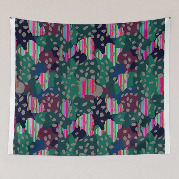 Item preview, Animalier camouflage stripes dark green magenta designed and sold by Alessandro Remo Mazzoni Remotextiles.