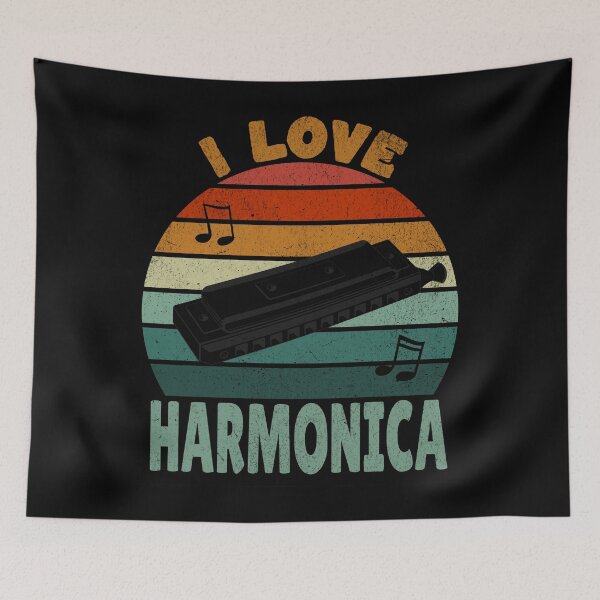 Item preview, I Love Harmonica - Vintage Sunset Silhouette Design designed and sold by Zandalus.