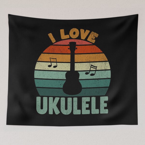 Item preview, I Love Ukulele - Vintage Sunset Silhouette Design designed and sold by Zandalus.