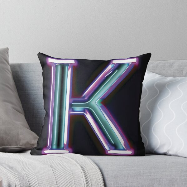 NEON LETTER K Throw Pillow