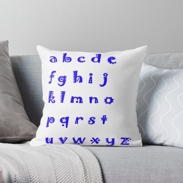 Alphabet blue letters Throw Pillow