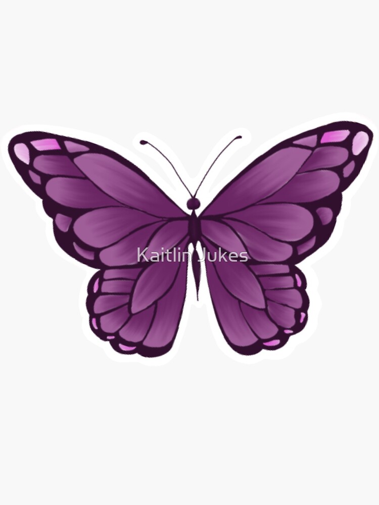 Purple butterfly Sticker for Sale by VikiKL  Purple butterfly, Aesthetic  stickers, Butterfly drawing