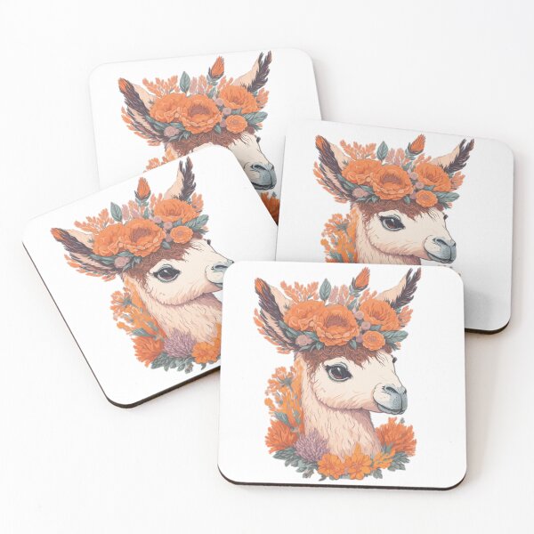 Item preview, Cute Llama with a Splash of Orange Flowers designed and sold by FocusChillax.