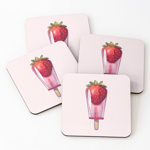 Item preview, Strawberry popsicle realistic illustration designed and sold by wonderxwander.