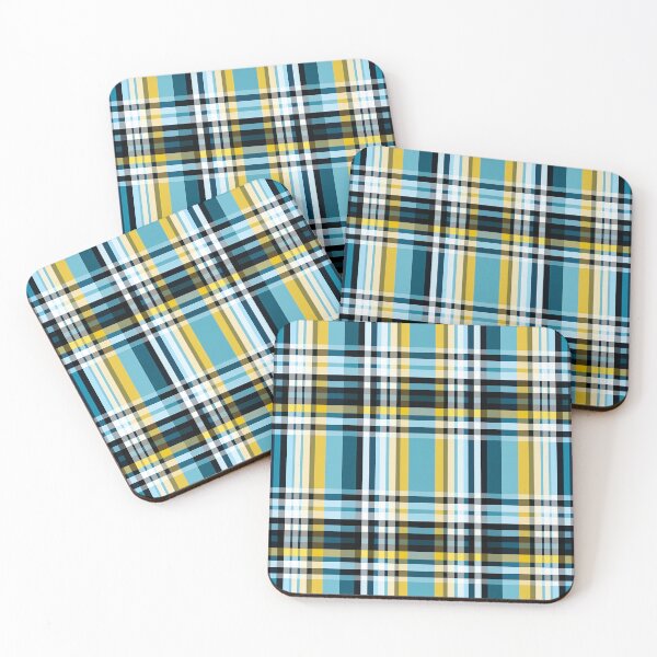 Item preview, Clean Modern Plaid in Teal, yellow, Black and White designed and sold by BeHappyGoLucky.