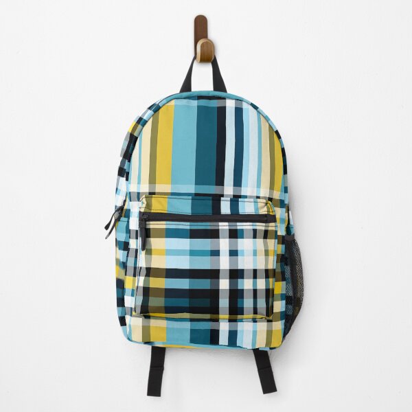 Item preview, Clean Modern Plaid in Teal, yellow, Black and White designed and sold by BeHappyGoLucky.