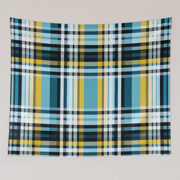 Item preview, Clean Modern Plaid in Teal, yellow, Black and White designed and sold by BeHappyGoLucky.