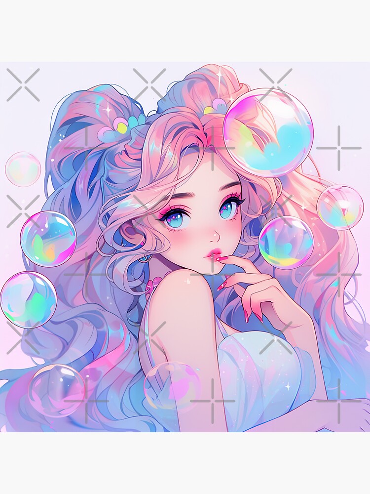 Adorable Soft Pink Anime Girl Sticker for Sale by bubblegoth