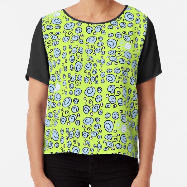 Swirl blue and yellow pattern Chiffon Top