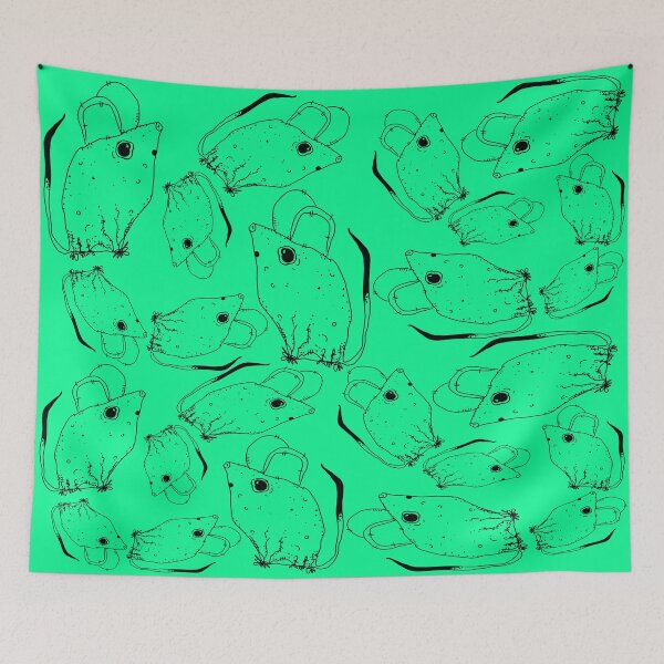 Item preview, TINY BUT MIGHTY BLACK x SEAFOAM GREEN RODENT MOUSE  designed and sold by GIVENGRACE.ART.