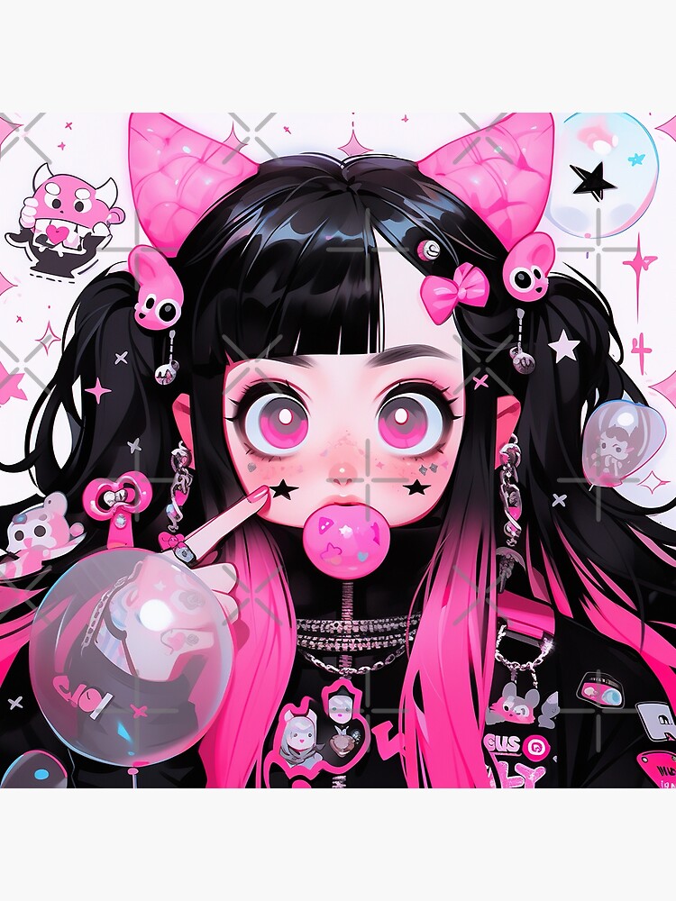 Anime illustration of a fox girl in a bubble