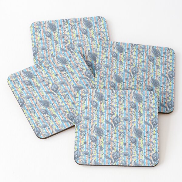 Item preview, Stripes over jacobean design designed and sold by Alessandro Remo Mazzoni Remotextiles.