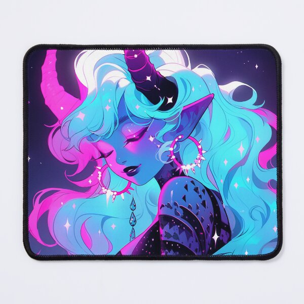 Item preview, Pink and Blue Moonlit Demon Anime Girl designed and sold by bubblegoth.