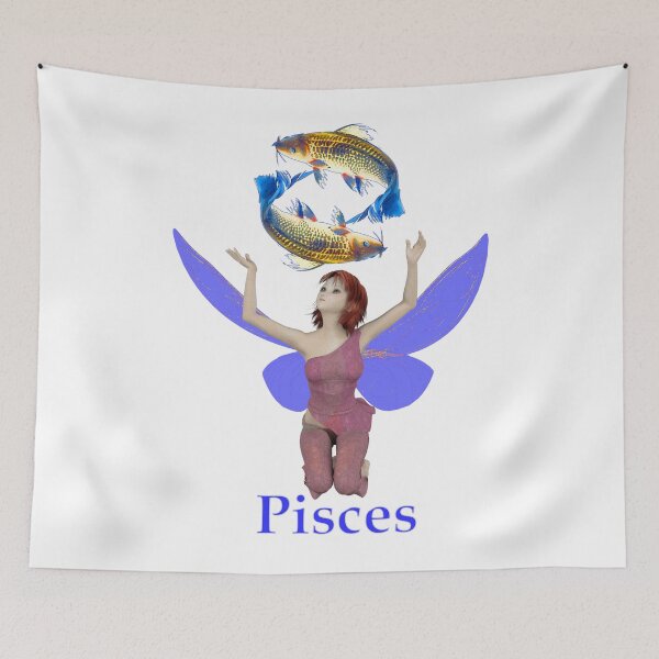 Item preview, Pisces fairy girl gazing at spinning twin fish designed and sold by Fantasyart123.